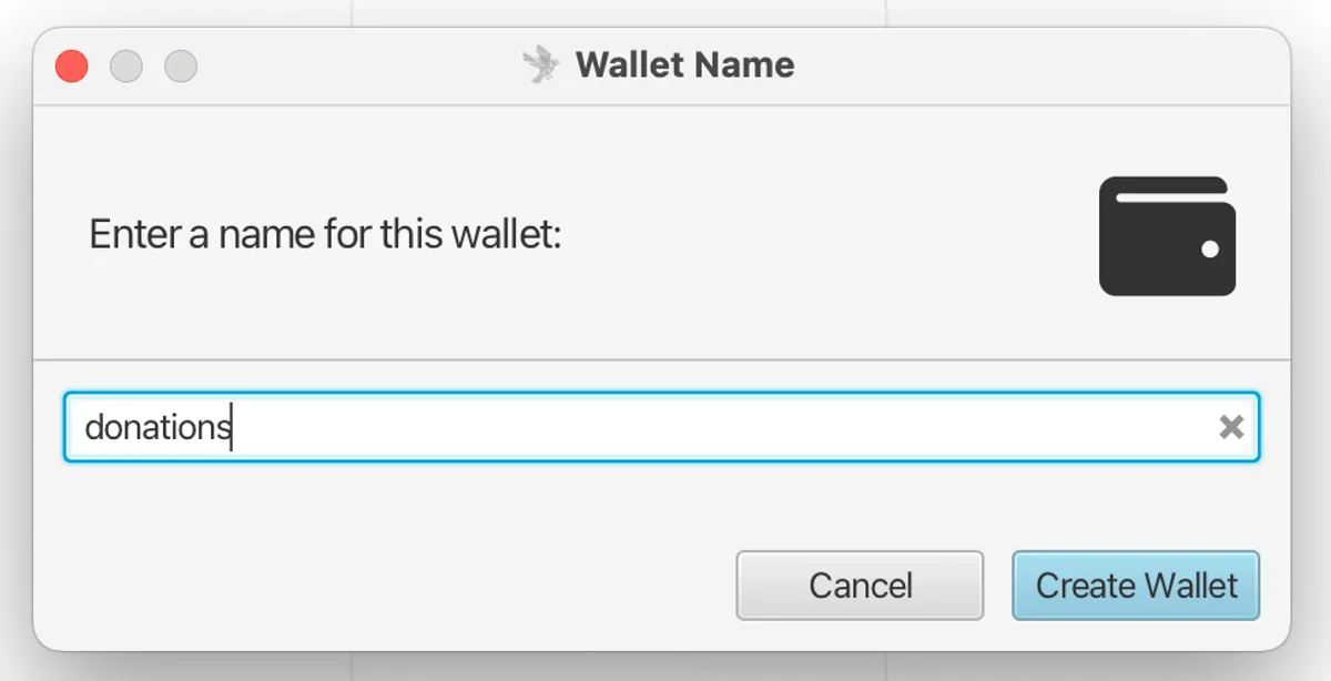 Creating a new wallet in Sparrow