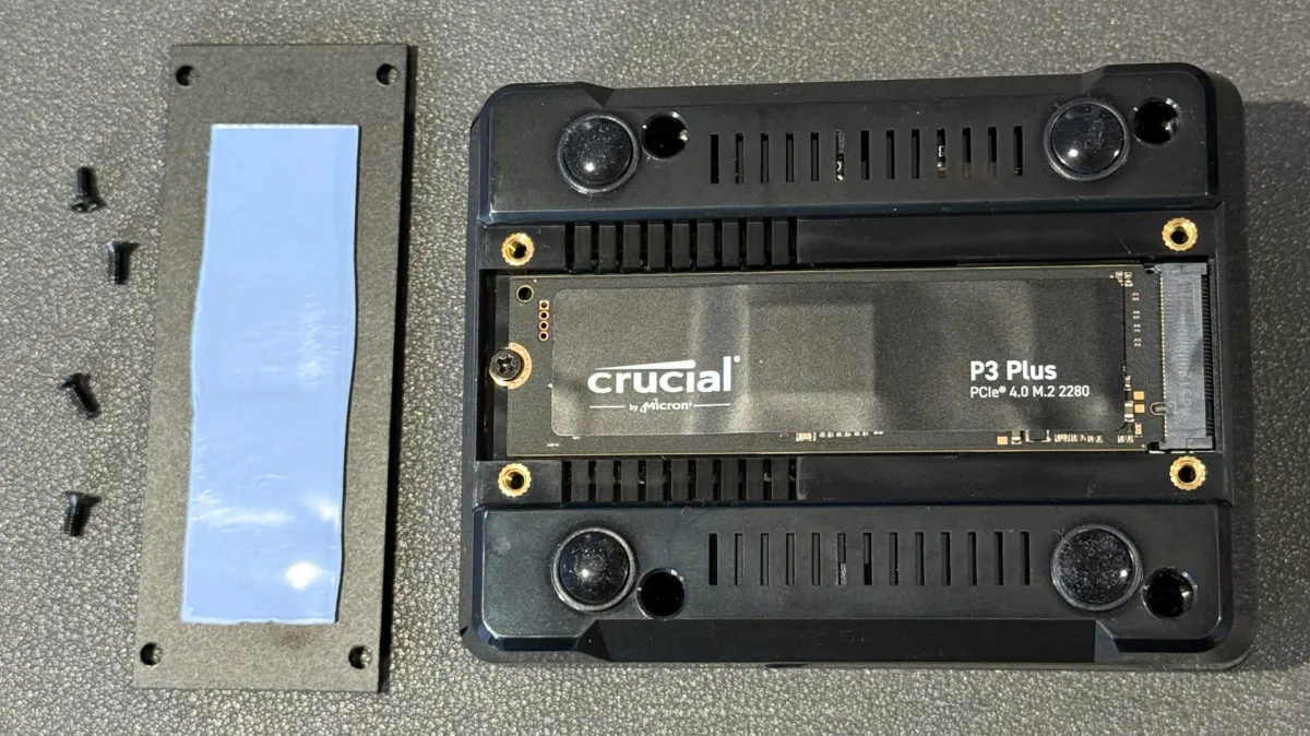 Installing the M.2 NVMe SSD into the base of the Argon Neo 5.