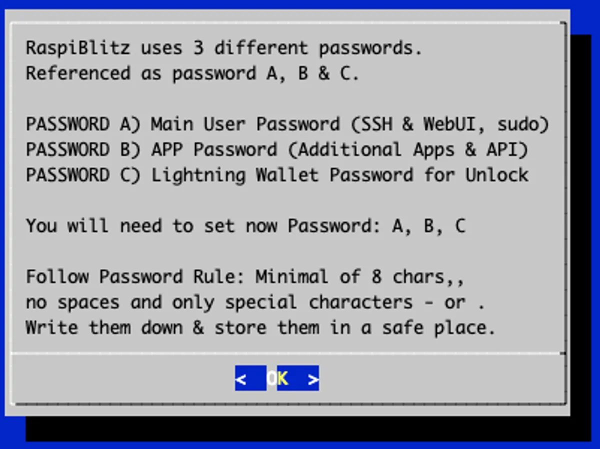 Raspiblitz passwords