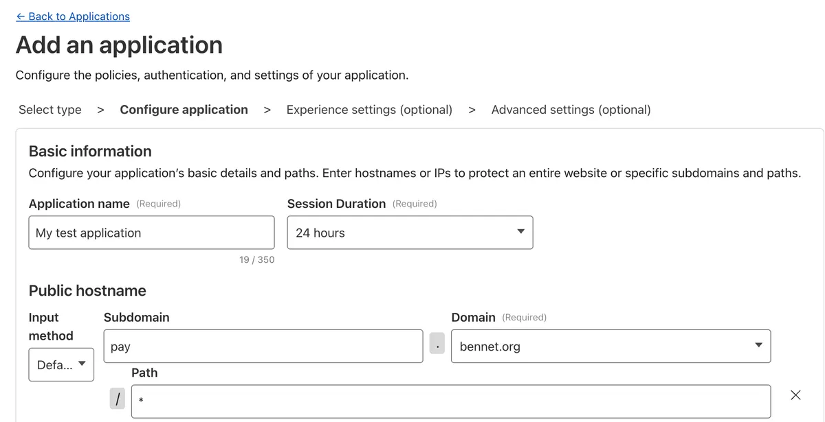Cloudflare Access - adding an application