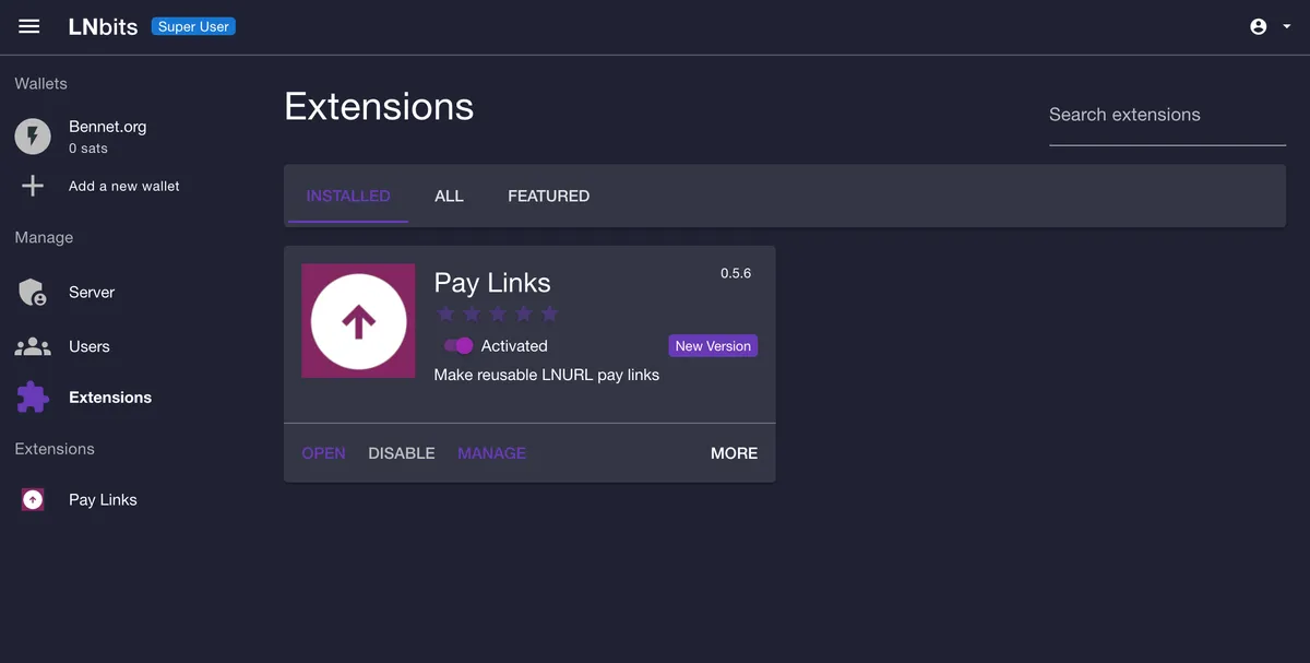 Enabling LNURL-pay on LNBits