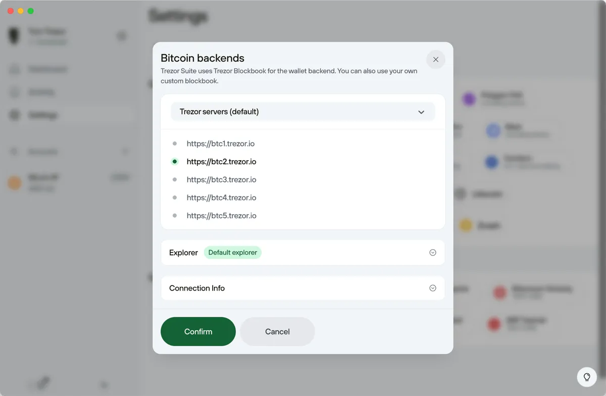Trezor Bitcoin backends