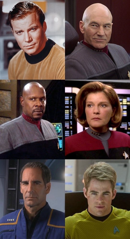 All six Star Trek captains